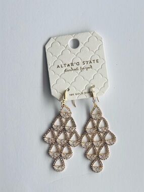 Altar'd State Gold Crystal Chandelier Formal Earrings wedding prom NWT
